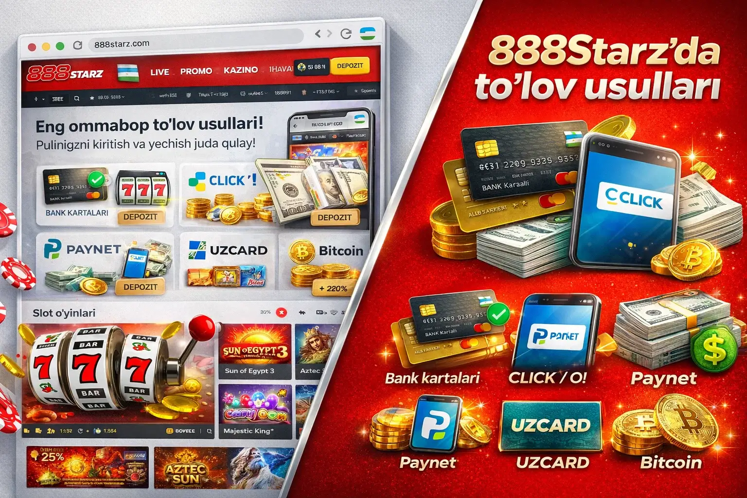 888Starz’da to‘lov usullari